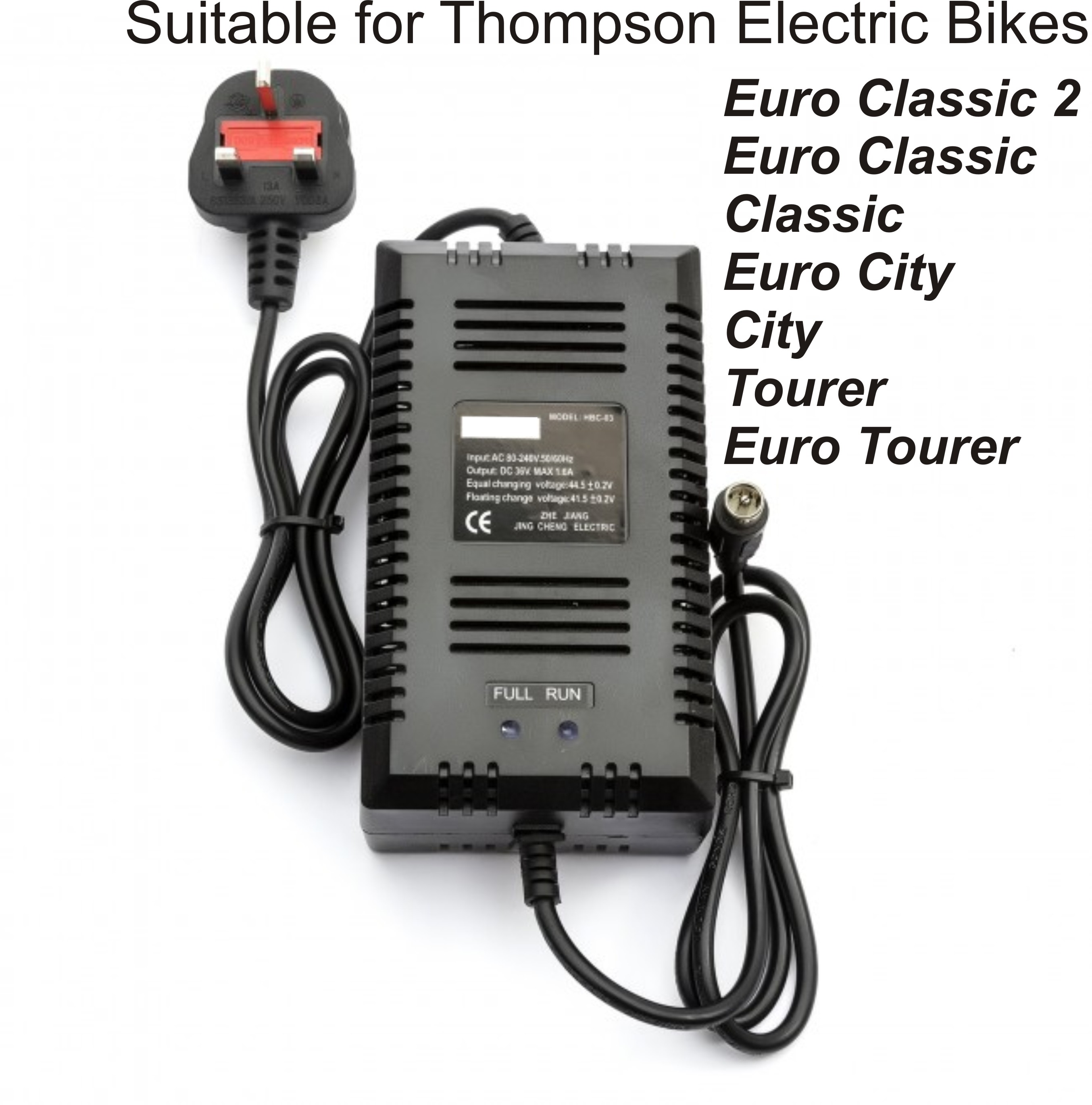 Battery Charger for Thompson Euro Classic 2, City & Tourer Bikes